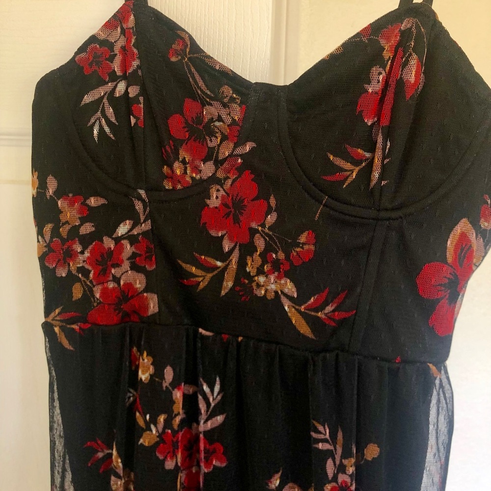 NWT GUESS  Black sheer floral dress